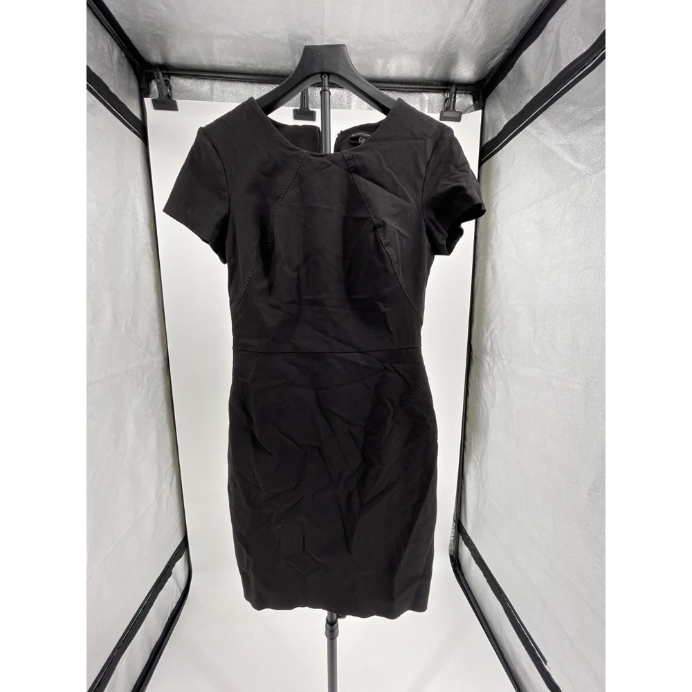 Banana Republic Tailored Sheath Dress Womens 8 Black Cotton Staple Career Zipper